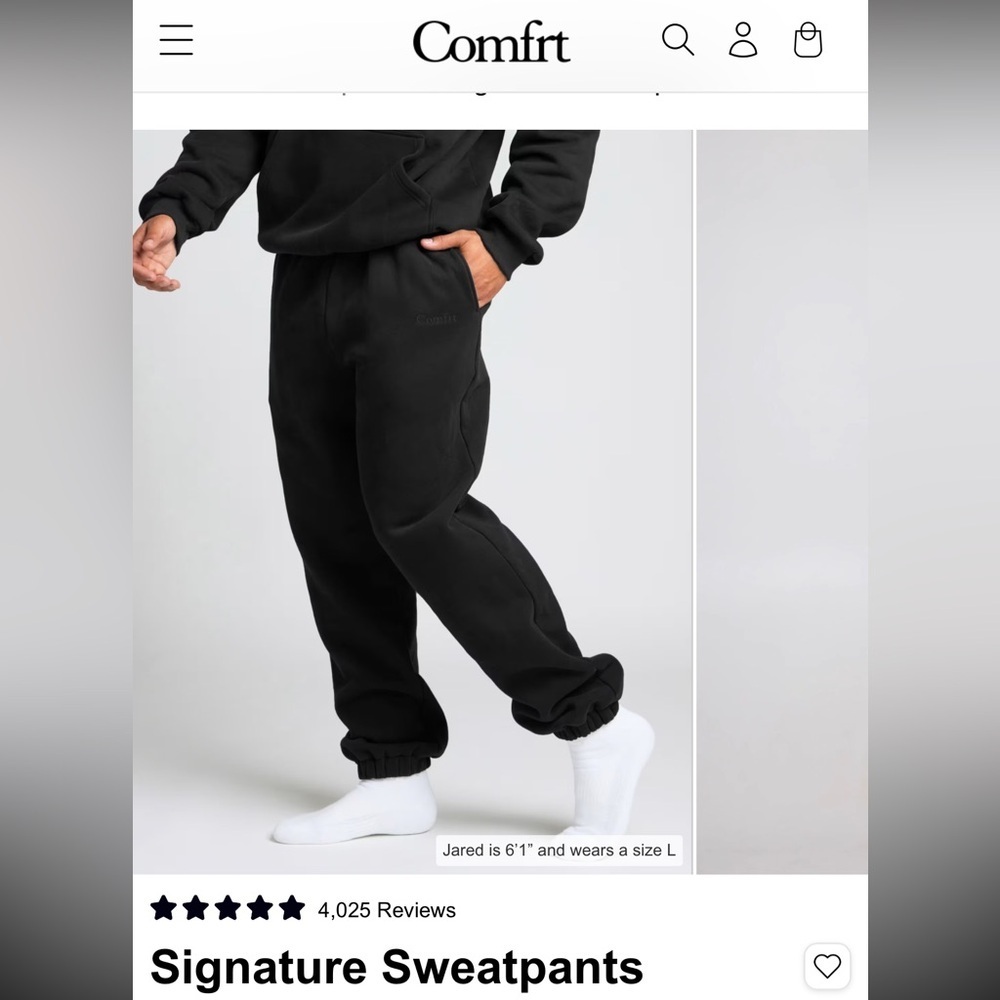 Comfrt Signature Sweatpants NWT Small Unisex Black sweatpants cropped MSRP $70